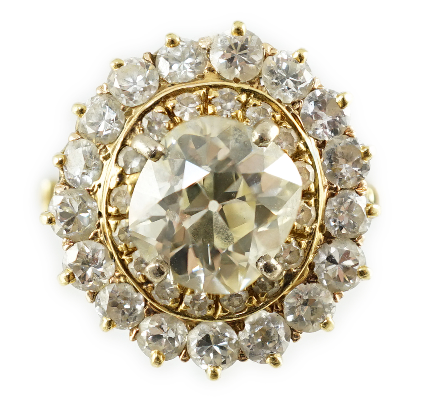 An early to mid 20th century French Van Cleef & Arpels 18ct gold and diamond set oval cluster dress ring